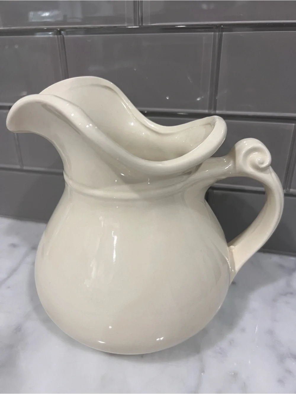 Vintage  McCoy Cream Ceramic Pitcher Vase